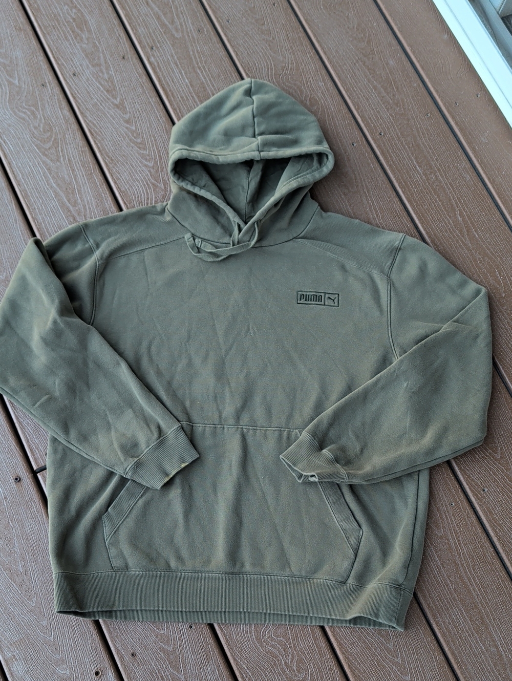 Puma Olive Green Men's Pullover Hoodie Sports Leisure Everyday Casual Wear